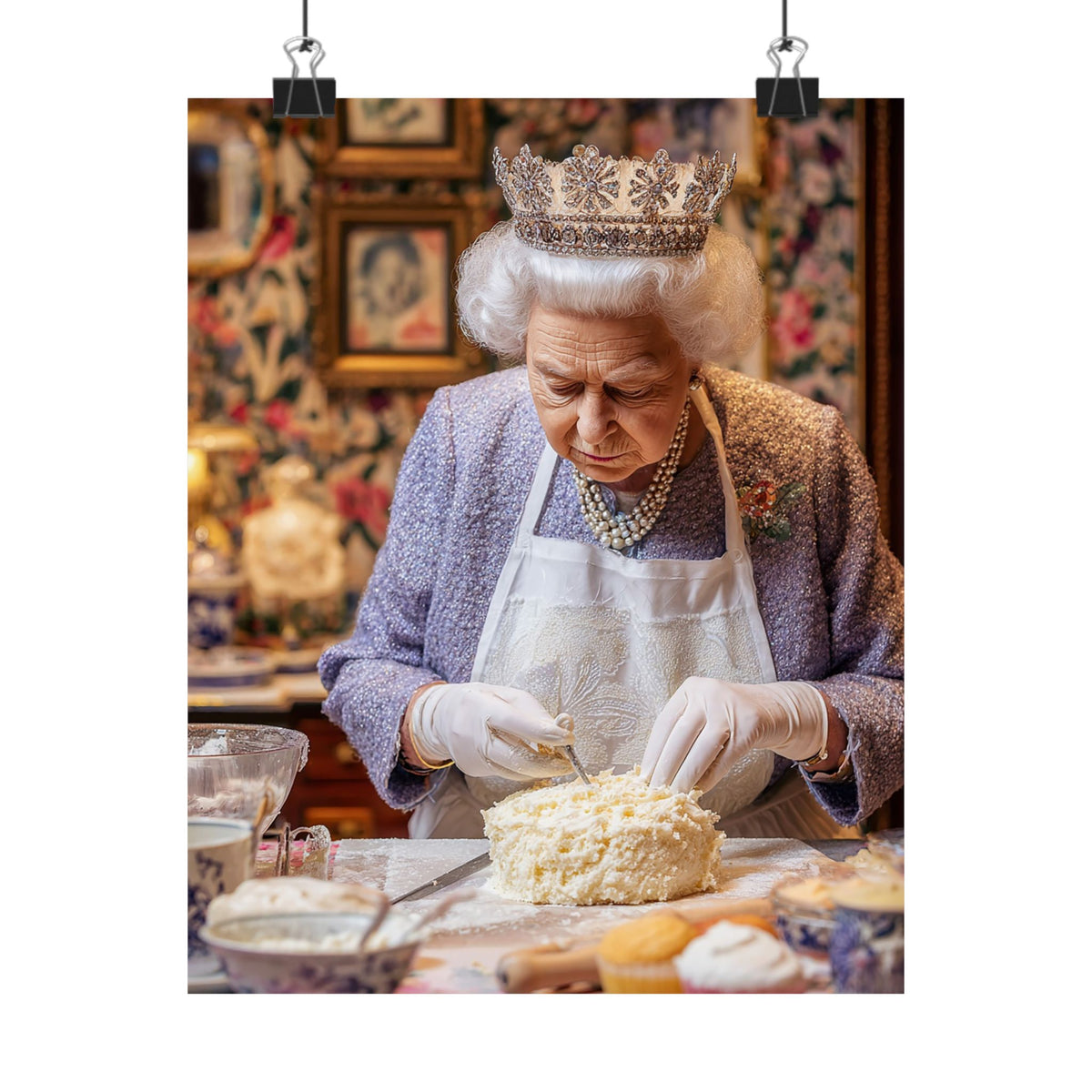 Modern Art Lady with Marigolds Matte Vertical Poster | Vintage Floral Portrait