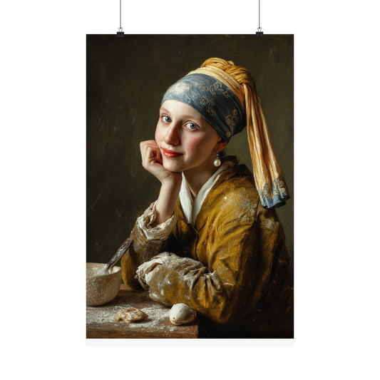 The Baker with a Pearl Earring | Poster Funny Classic Kitchen Wall Art