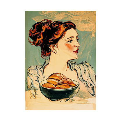 Copy of Modern Art Lady with Marigolds Matte Vertical Poster | Vintage Floral Portrait