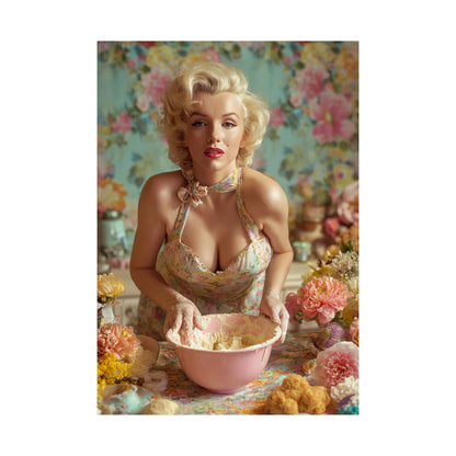 Flour & Roses Poster | Romantic Vintage Kitchen & Baking Wall Art