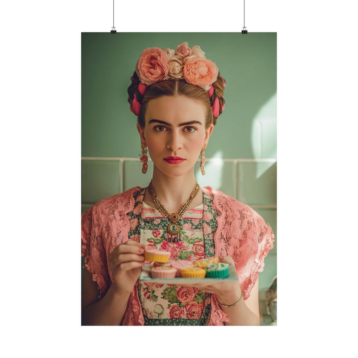 Frida’s Cupcakes | Poster Colourful Floral Kitchen & Baking Wall Art