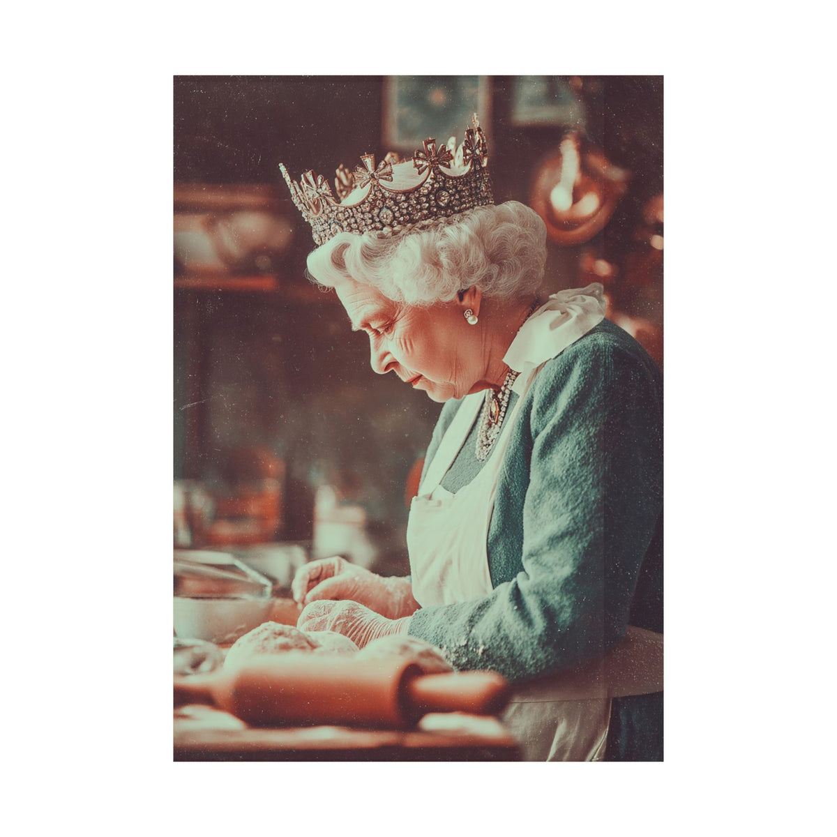 The Crowned Baker Poster | Whimsical Royal Kitchen Wall Art