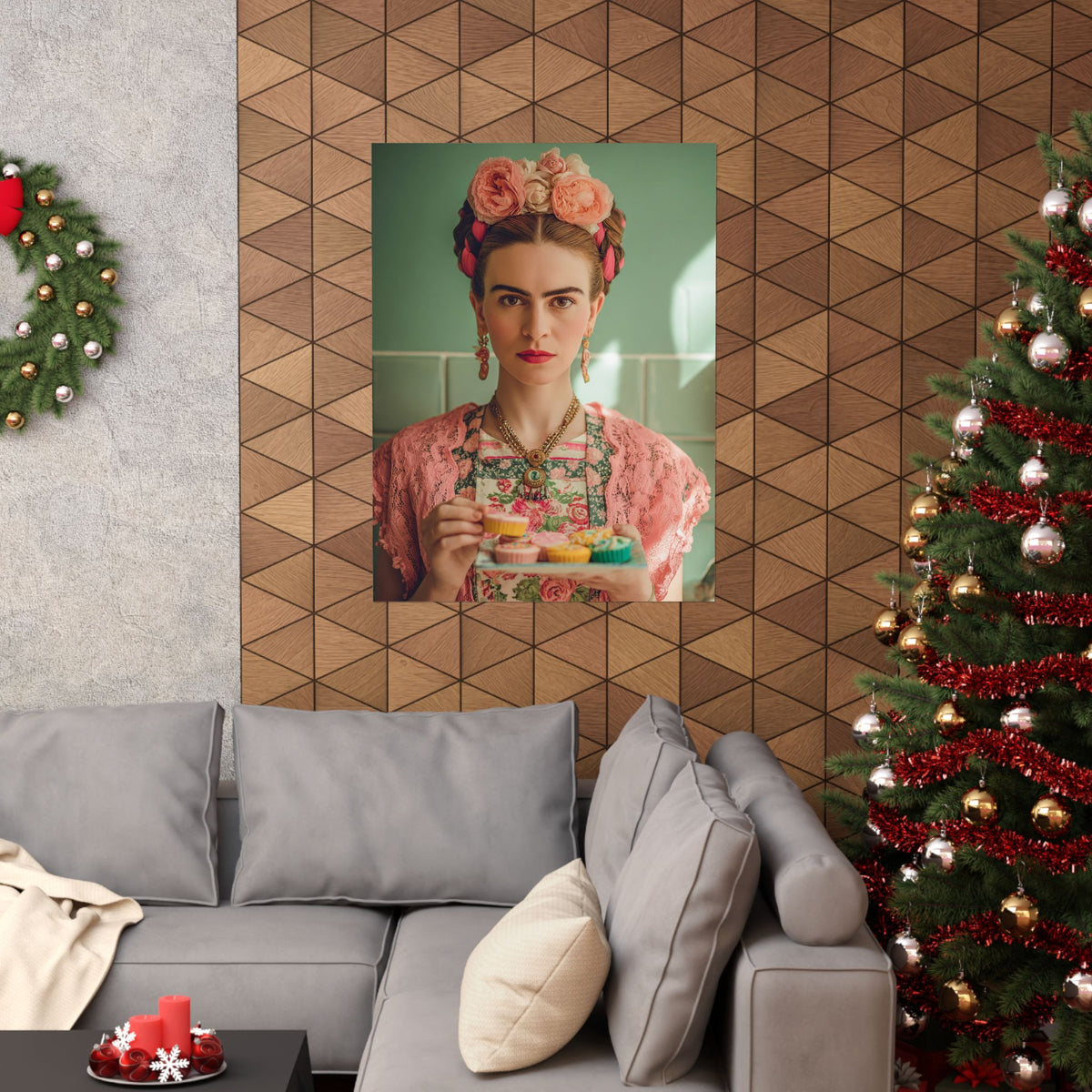 Frida’s Cupcakes | Poster Colourful Floral Kitchen & Baking Wall Art