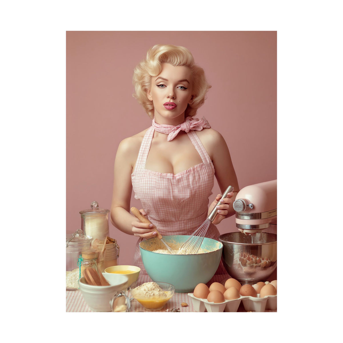 Pink Kitchen | Poster Retro 1950s Baking & Kitchen Wall Art