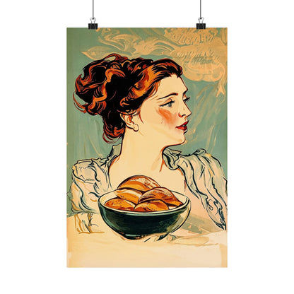 Copy of Modern Art Lady with Marigolds Matte Vertical Poster | Vintage Floral Portrait