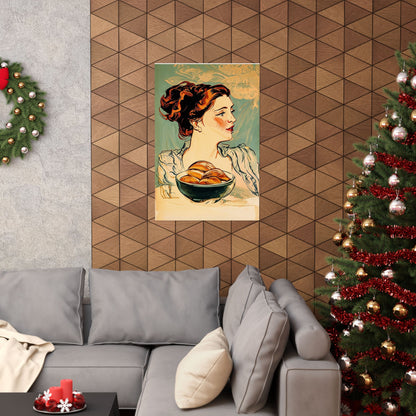 Copy of Modern Art Lady with Marigolds Matte Vertical Poster | Vintage Floral Portrait