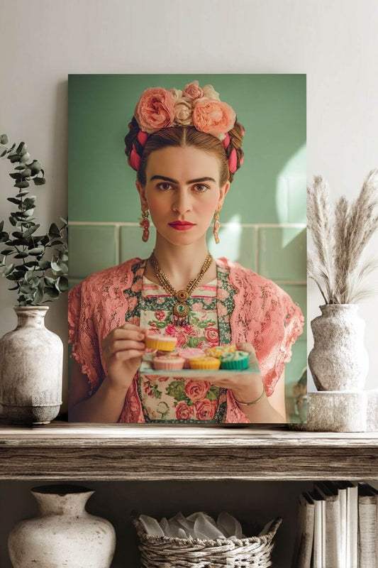 Frida’s Cupcakes | Canvas Colourful Floral Kitchen & Baking Wall Art
