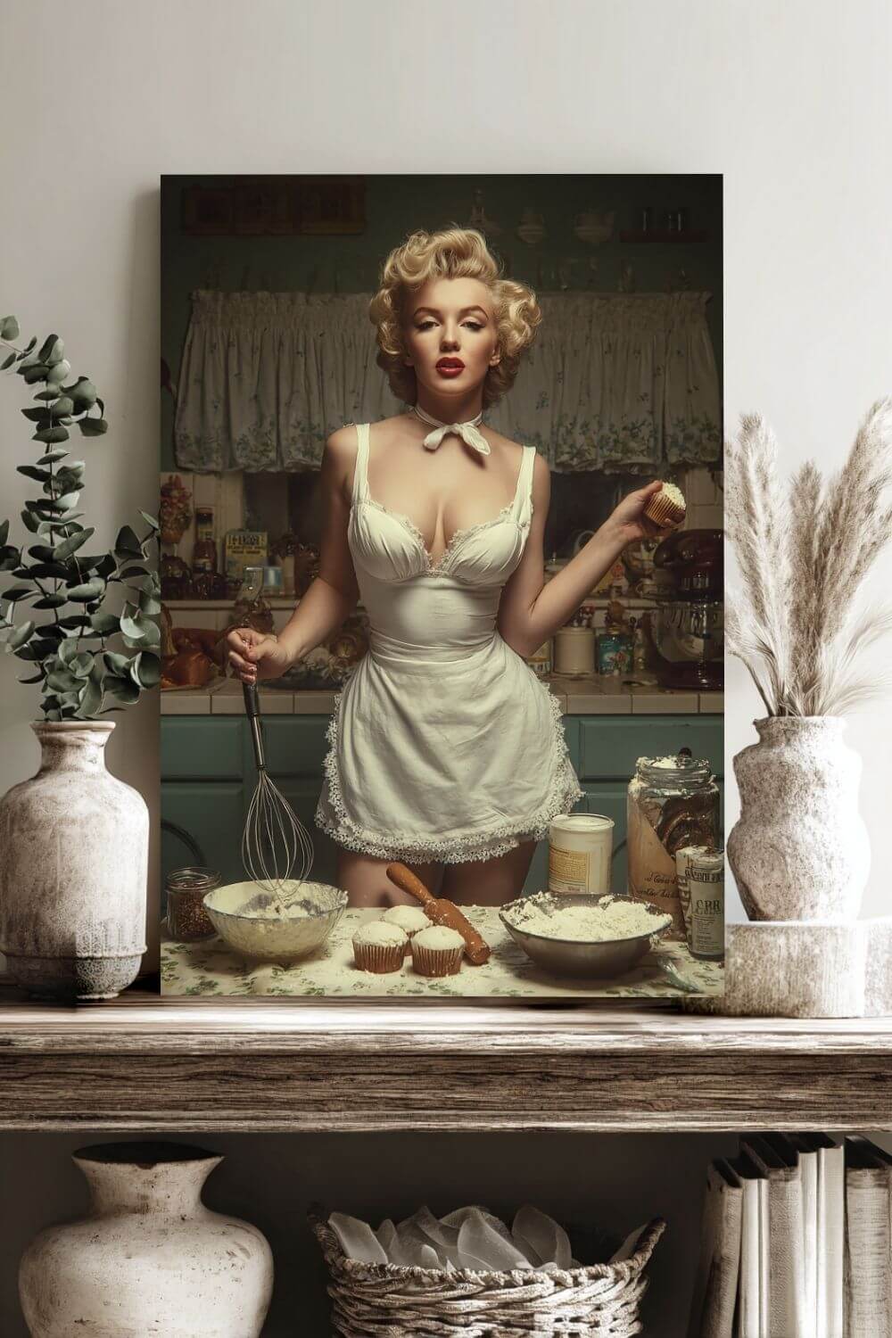 Cupcake Hour Canvas | 1950s Retro Kitchen Wall Art & Baking Print