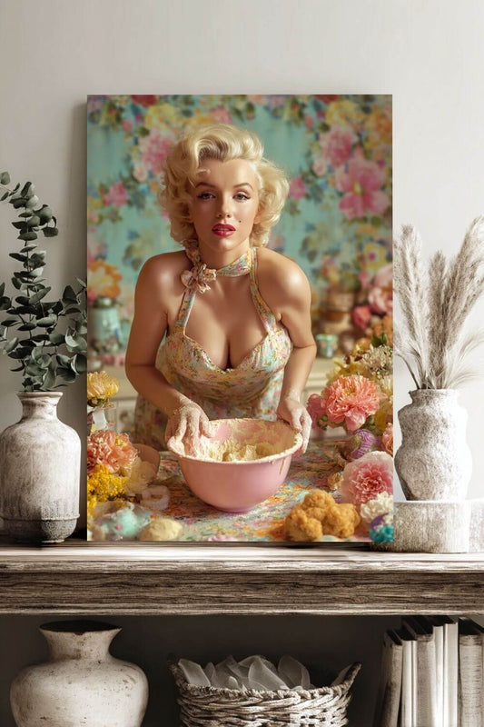 Flour & Roses Canvas | Romantic Vintage Kitchen & Baking Wall Art