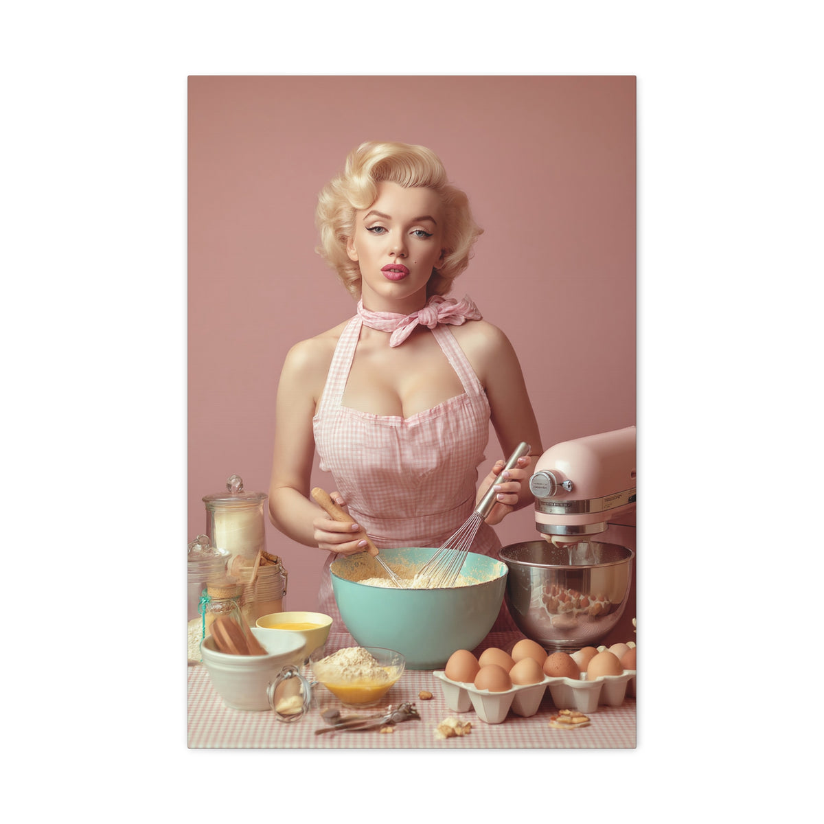 Pink Kitchen | Canvas Retro 1950s Baking & Kitchen Wall Art