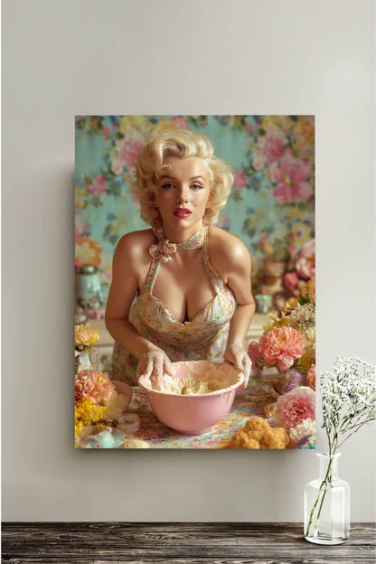 Flour & Roses Canvas | Romantic Vintage Kitchen & Baking Wall Art