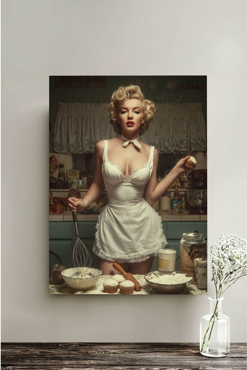 Cupcake Hour Canvas | 1950s Retro Kitchen Wall Art & Baking Print