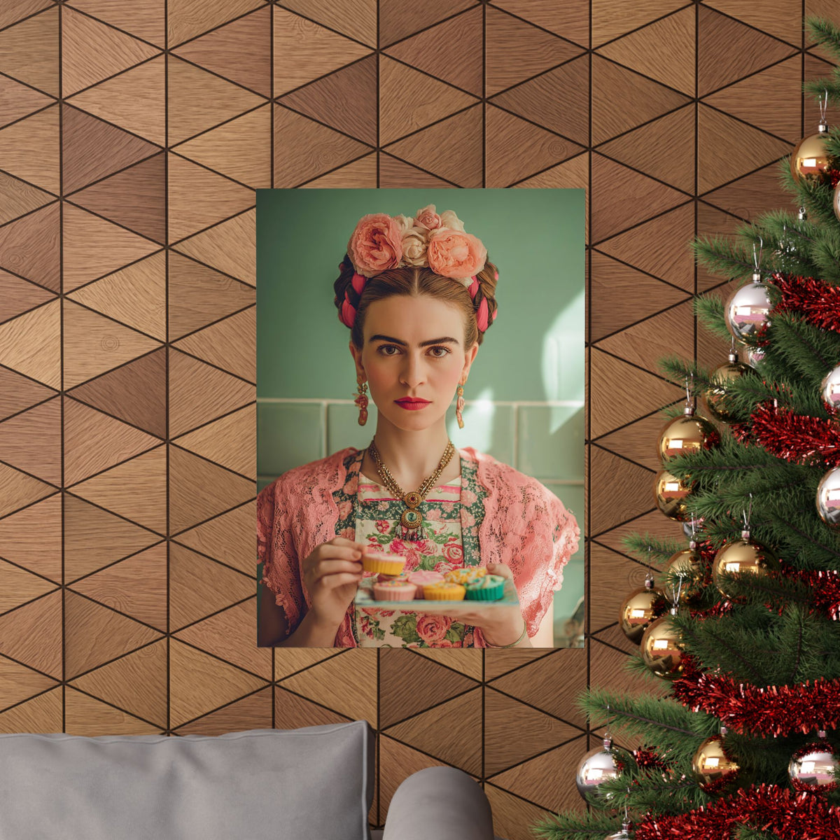 Frida’s Cupcakes | Poster Colourful Floral Kitchen & Baking Wall Art