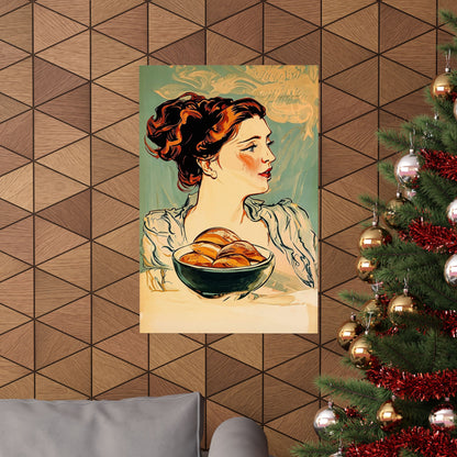 Copy of Modern Art Lady with Marigolds Matte Vertical Poster | Vintage Floral Portrait