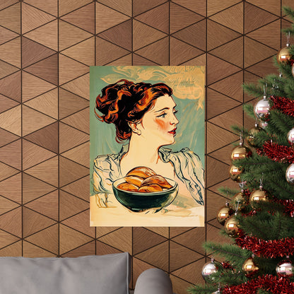Copy of Modern Art Lady with Marigolds Matte Vertical Poster | Vintage Floral Portrait