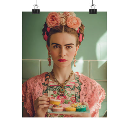 Frida’s Cupcakes | Poster Colourful Floral Kitchen & Baking Wall Art