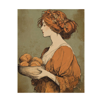 The Harvest Baker Poster  | Vintage Kitchen Wall Art & Cottagecore Print | Vintage Floral Portrait