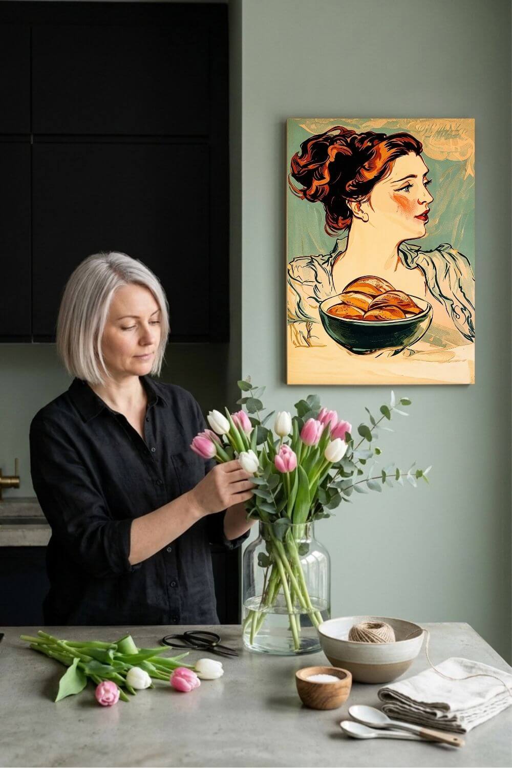The Bread Lady Canvas | Vintage Baking & Kitchen Wall Art