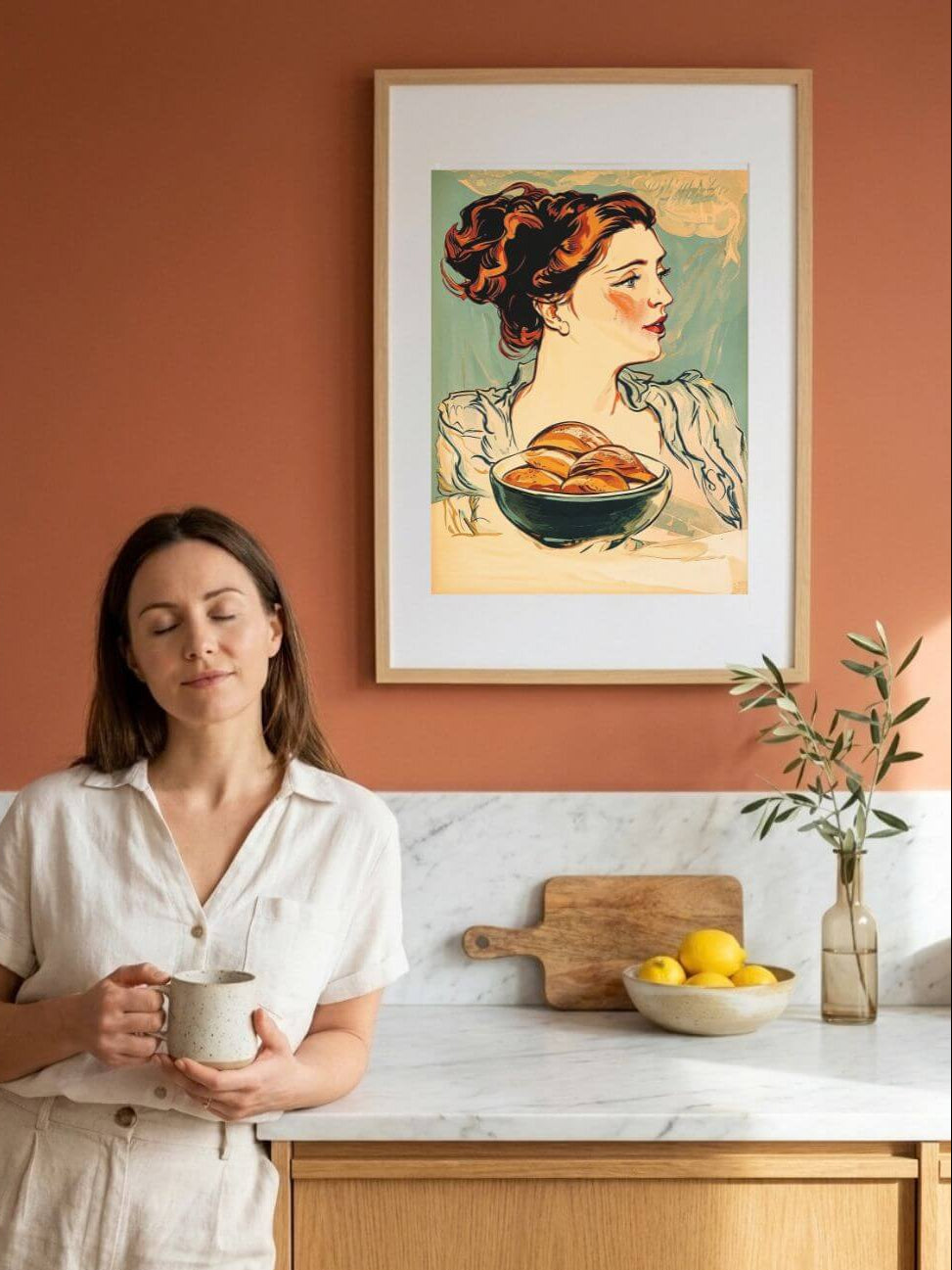 The Bread Lady Poster – Vintage Art Nouveau Baking Wall Art