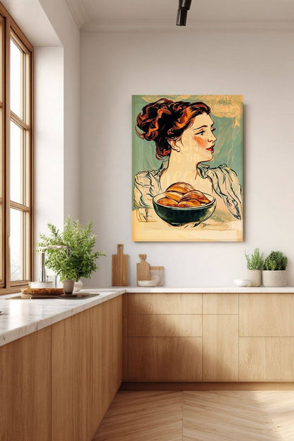 The Bread Lady Canvas | Vintage Baking & Kitchen Wall Art