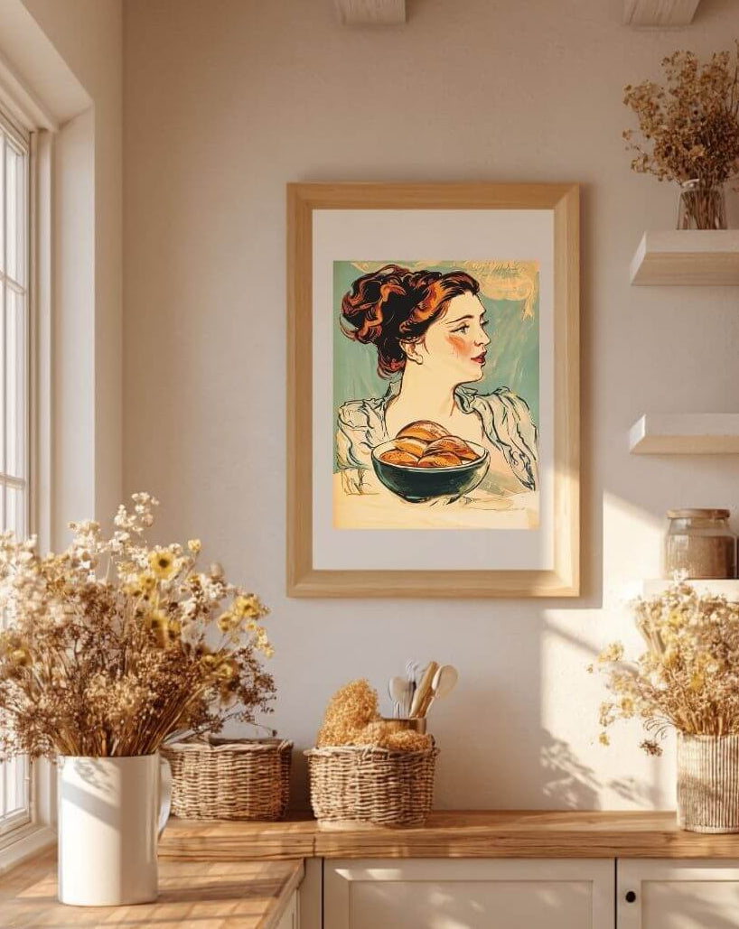 The Bread Lady Poster – Vintage Art Nouveau Baking Wall Art