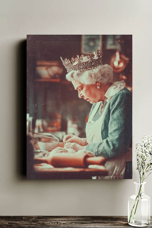 The Crowned Baker Canvas | Whimsical Royal Kitchen Wall Art