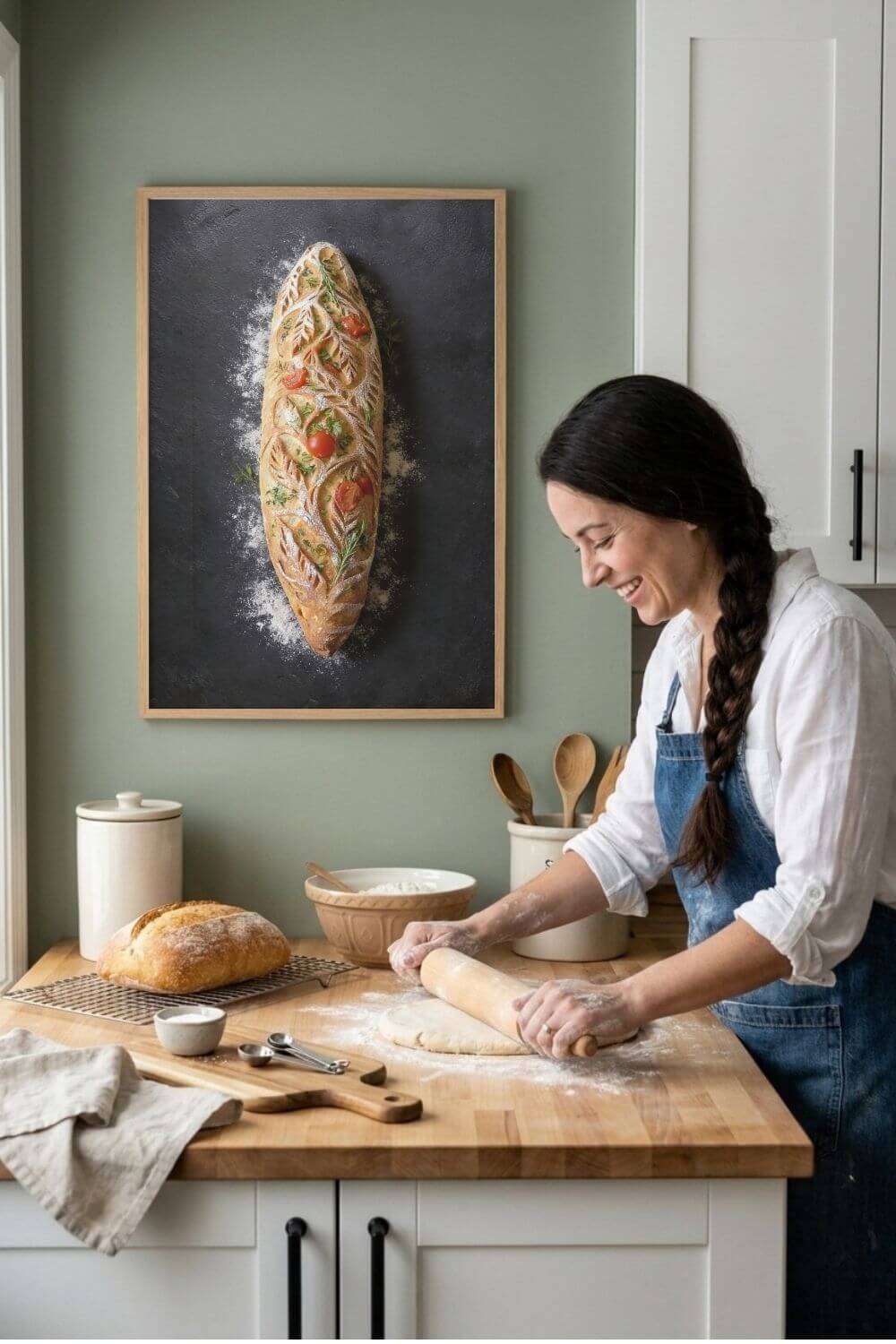 Botanical Baguette Poster | Artisan Bread & Bakery Wall Art