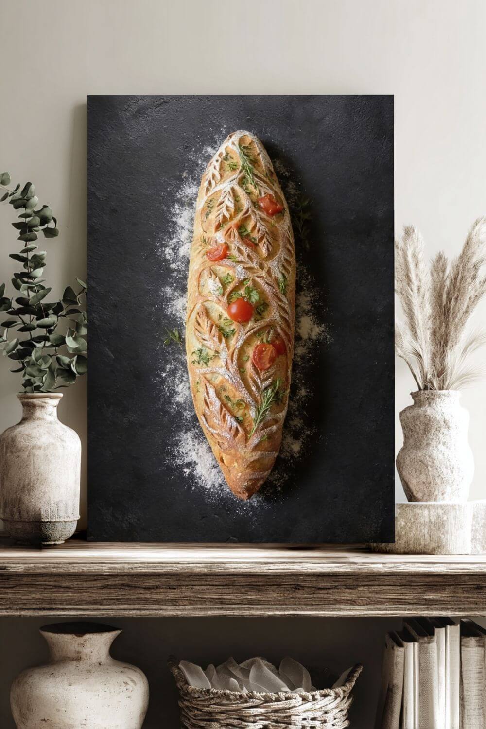 Botanical Baguette Canvas | Artisan Bread & Bakery Wall Art