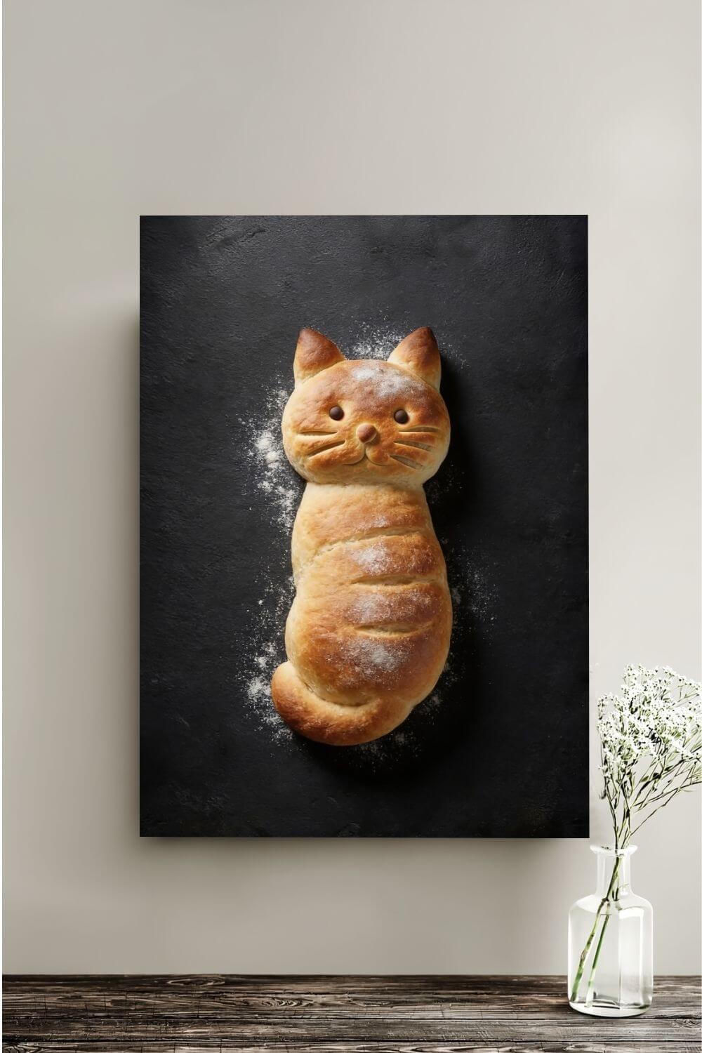 The Baker’s Cat  Canvas – Funny Bread Kitchen Wall Art