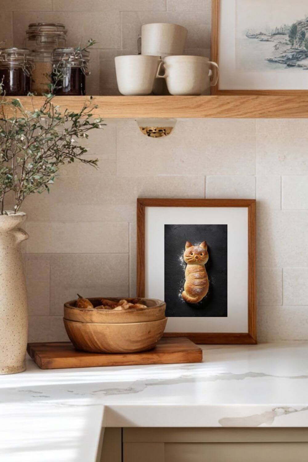 The Baker’s Cat Poster – Funny Bread Kitchen Wall Art