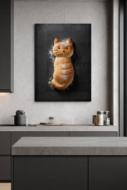 The Baker’s Cat  Canvas – Funny Bread Kitchen Wall Art