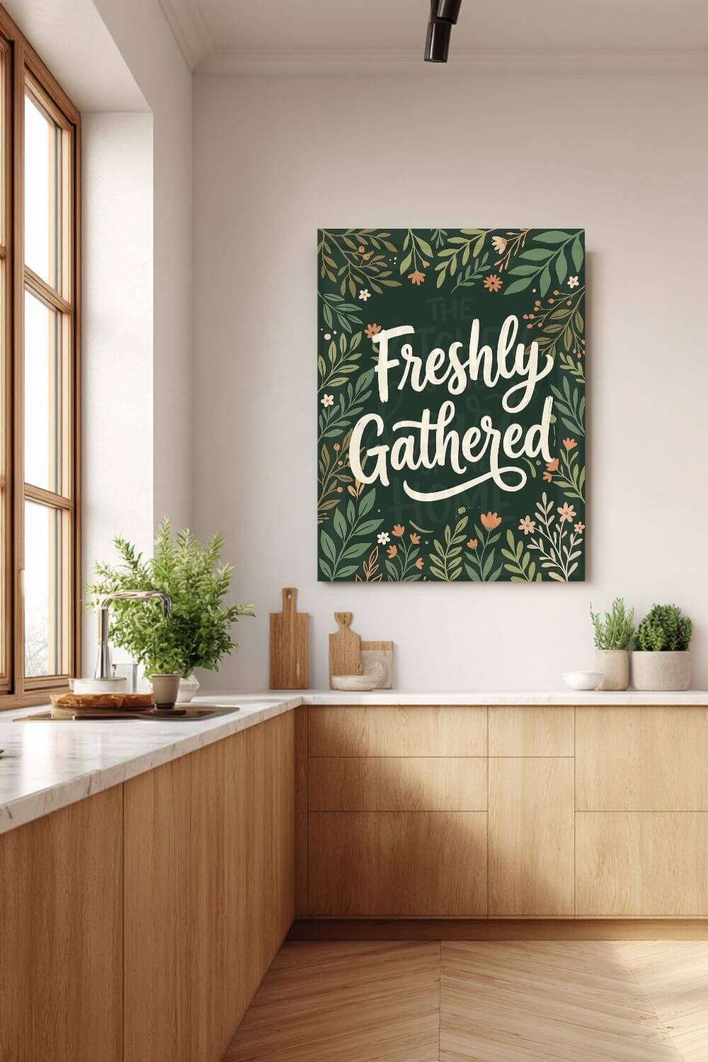 Freshly Gathered Canvas – Botanical Kitchen Quote Wall Art