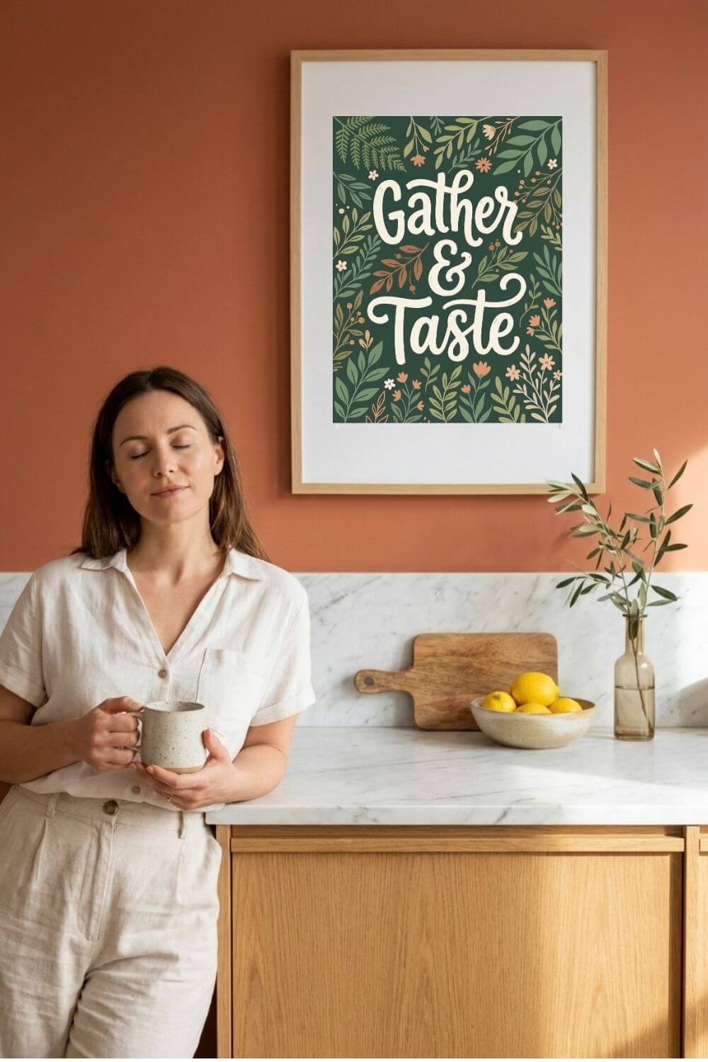 Gather & Taste Poster | Botanical Kitchen & Dining Wall Art