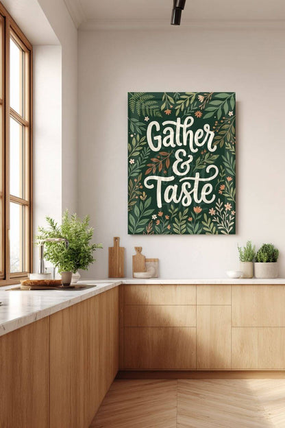 Gather & Taste Canvas – Botanical Kitchen & Dining Wall Art