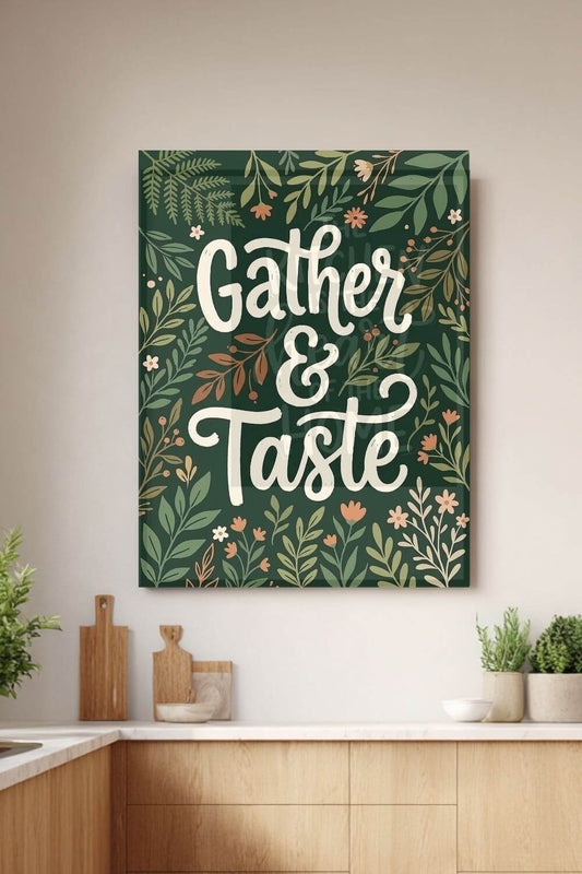 Gather & Taste Canvas – Botanical Kitchen & Dining Wall Art