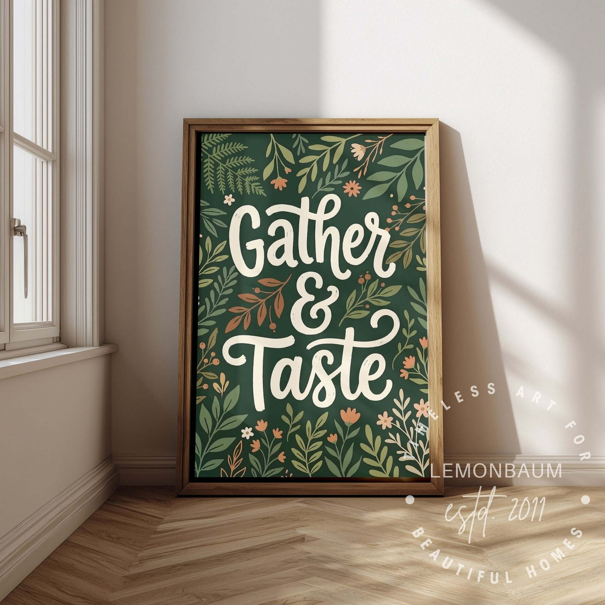 Gather & Taste Poster | Botanical Kitchen & Dining Wall Art
